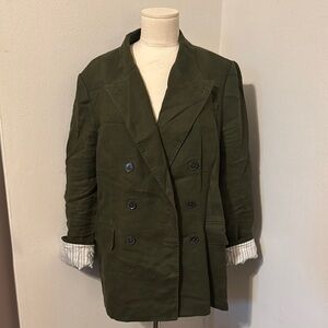 Banana Republic Olive Green Double-Breasted Blazer